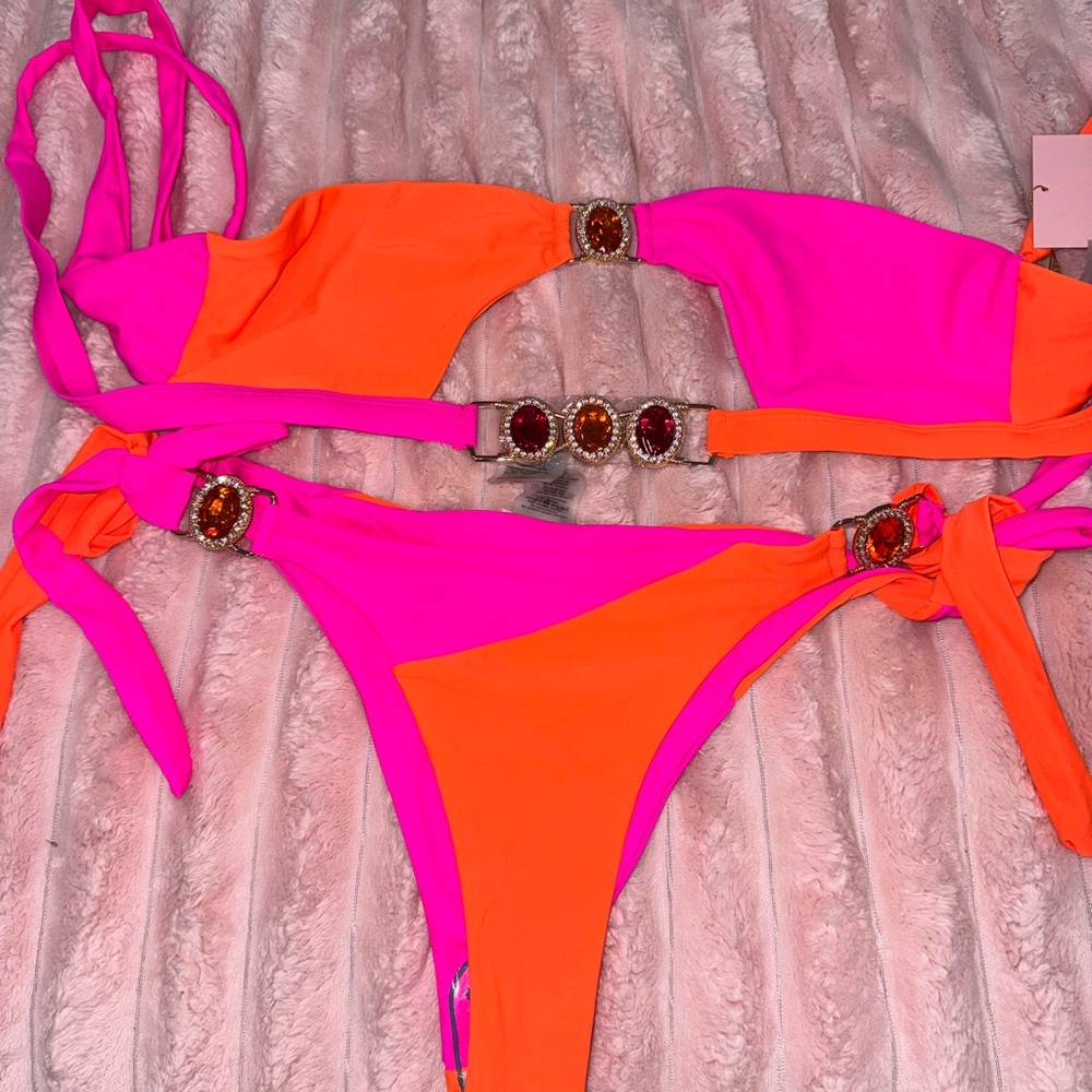 Fashion Nova Neon Pink and Orange Bikini